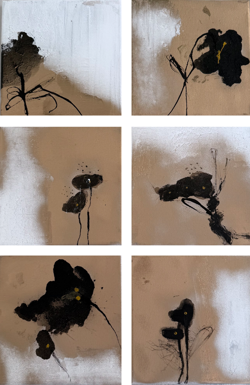 Goldene Naturpoesie – 6er-Set Acrylbilder