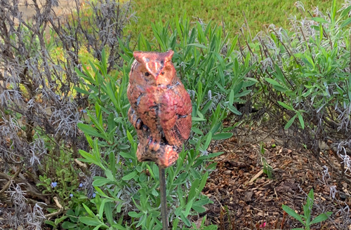 Gartenstecker > Eule < Kupfer
