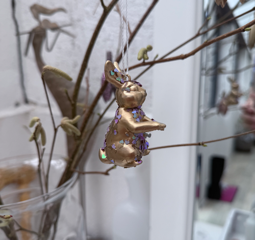 Baumschmuck - Glitzernder Osterhase zum Aufhängen