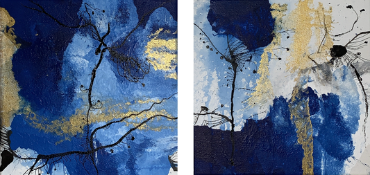 Handgemaltes Acrylbild auf Leinwand > Two Blues > 2er Serie