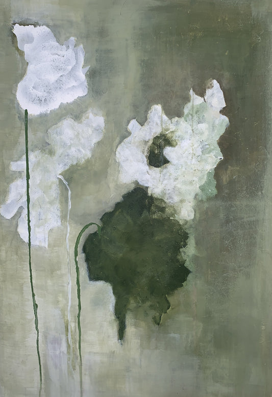 Handgemaltes Acrylbild auf Leinwand > Schneeblumen