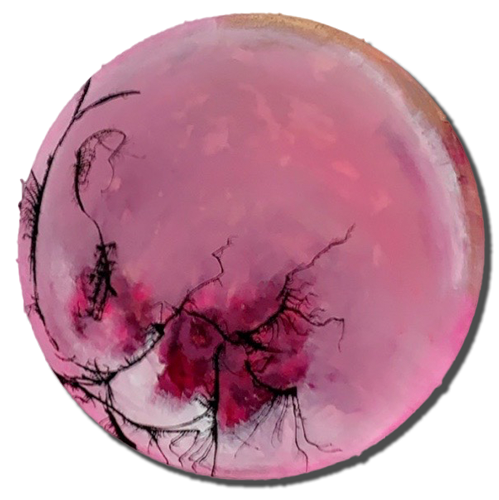 Handgemaltes Acrylbild auf Leinwand > Pink Circle