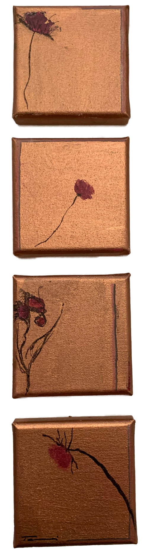 Handgemaltes Acrylbild auf Leinwand > Copper > 4er Serie