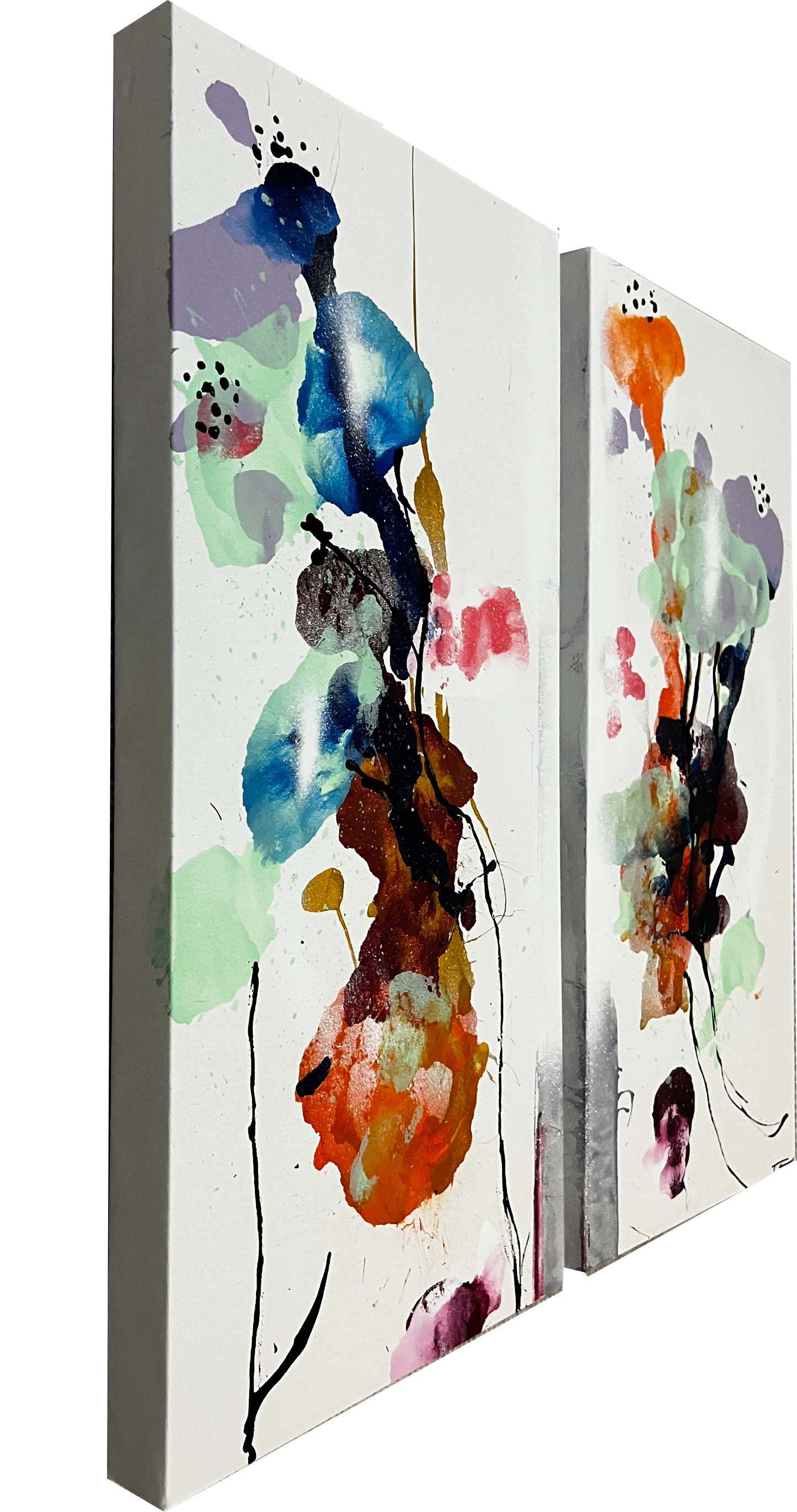 Handgemalte Acrylbilder auf Leinwand > Spring Flowers > 2er Serie