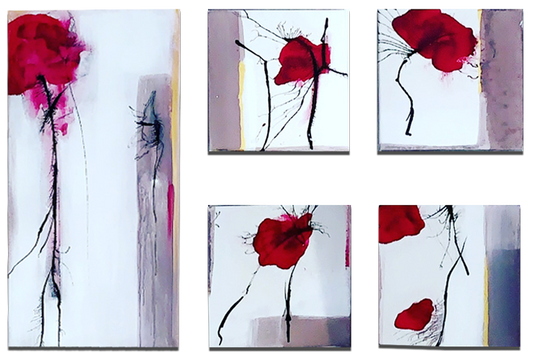 Handgemaltes Acrylbild auf Leinwand > White Series > 5er Serie