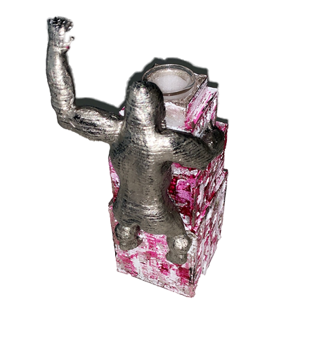Skulptur-Vase > King Kong < silver