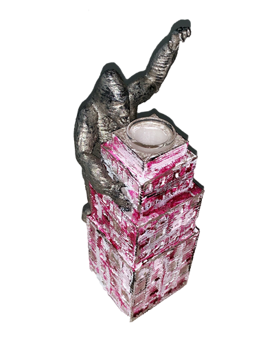 Skulptur-Vase > King Kong < silver