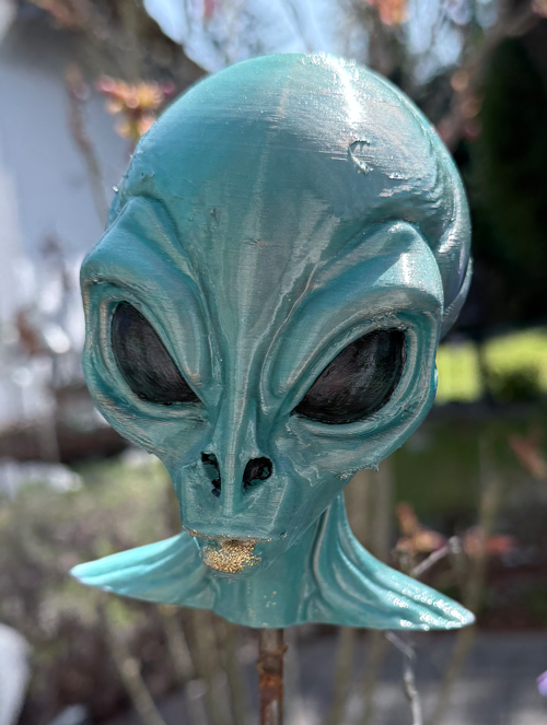 Gartenstecker > Alienkopf < Türkis