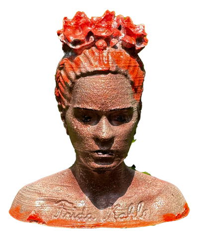 Gartenstecker > Frida Kahlo < Kupfer-Neonorange