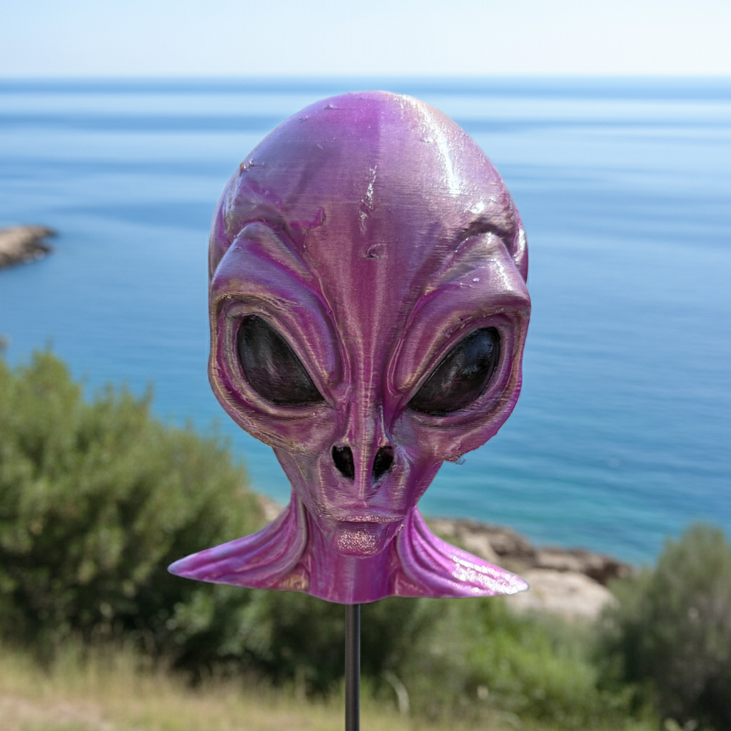 Gartenstecker > Alienkopf < Lila