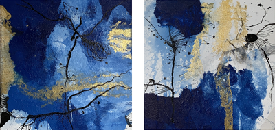 Handgemaltes Acrylbild auf Leinwand > Two Blues > 2er Serie