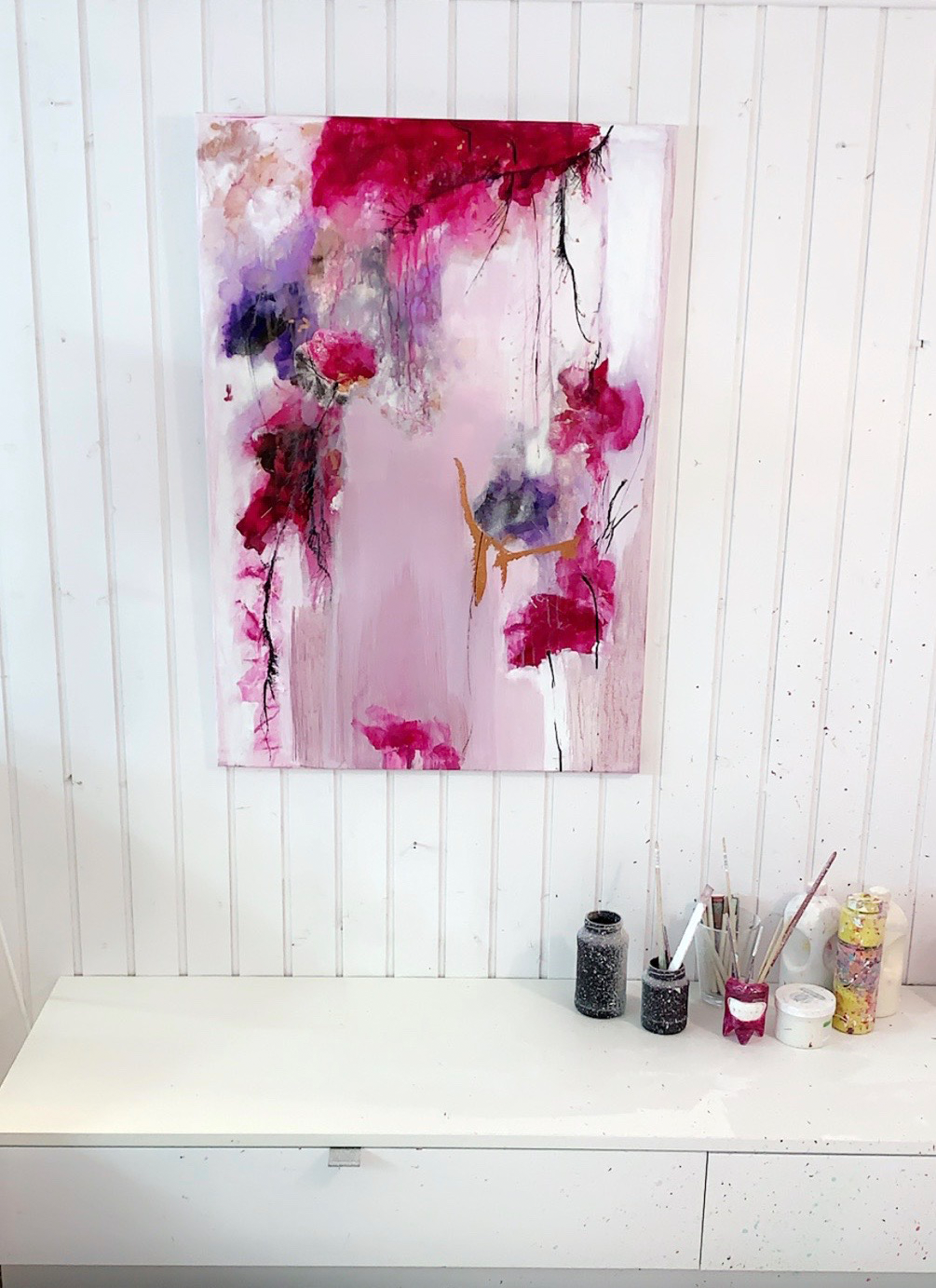 Handgemaltes Acrylbild auf Leinwand > Flowers