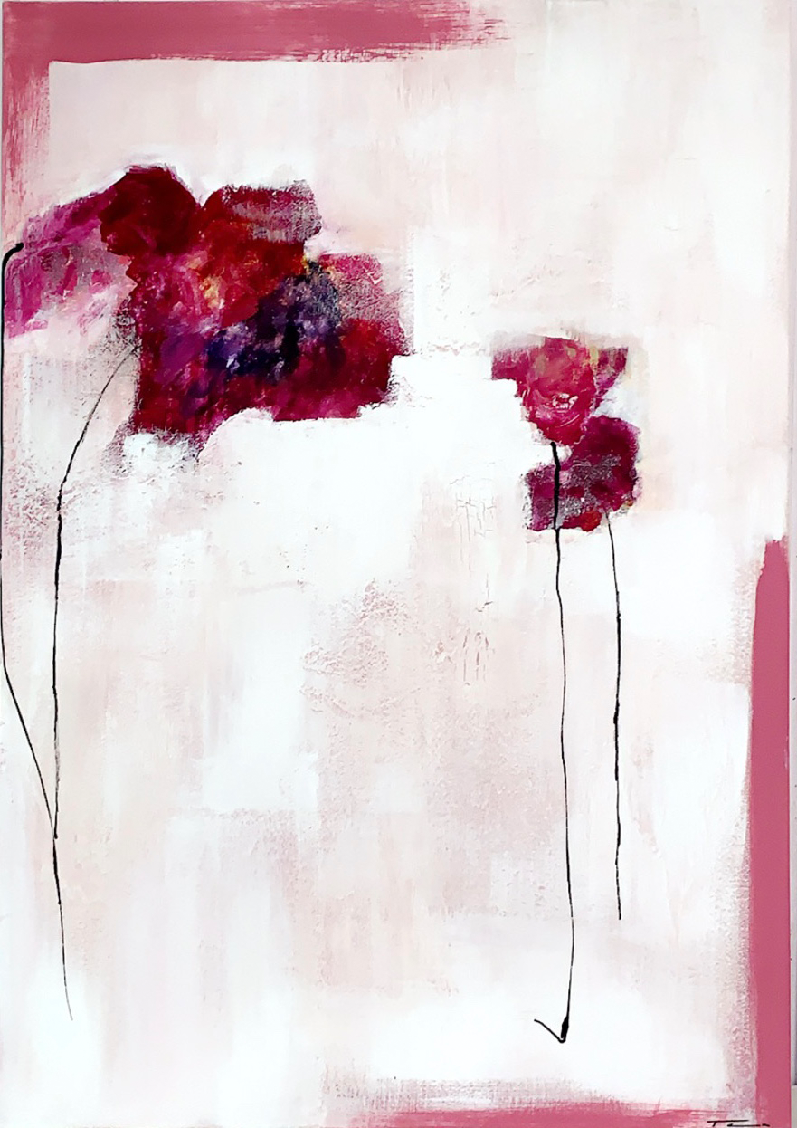 Handgemaltes Acrylbild auf Leinwand > Nebelblumen