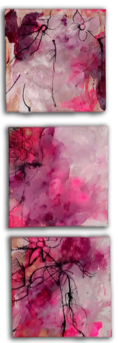 Handgemalte Acrylbilder auf Leinwand > Three in Pink < 3er Serie