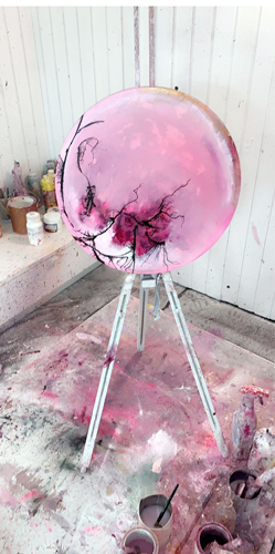 Handgemaltes Acrylbild auf Leinwand > Pink Circle