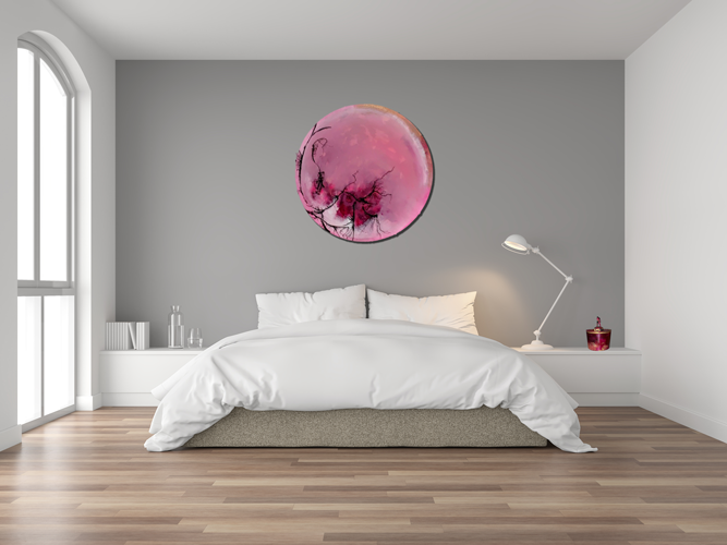 Handgemaltes Acrylbild auf Leinwand > Pink Circle