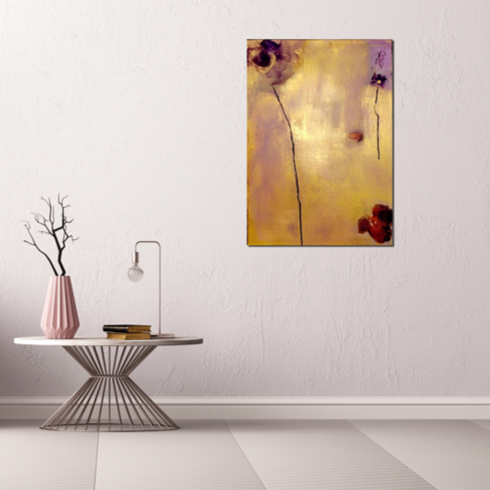Handgemaltes Acrylbild auf Leinwand > Three in Gold
