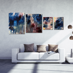 Handgemaltes Acrylbild auf Leinwand > Abstract Blue < 4er Serie
