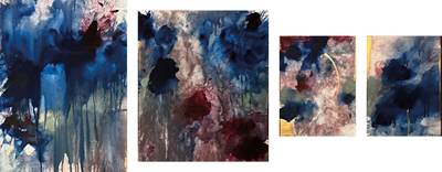 Handgemaltes Acrylbild auf Leinwand > Abstract Blue < 4er Serie