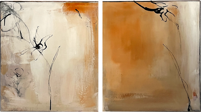 Handgemaltes Acrylbild auf Leinwand > Two Orange > 2er Serie