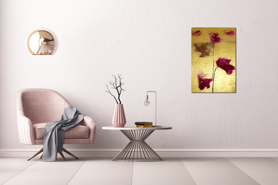 Handgemaltes Acrylbild auf Leinwand > Flowers in Gold
