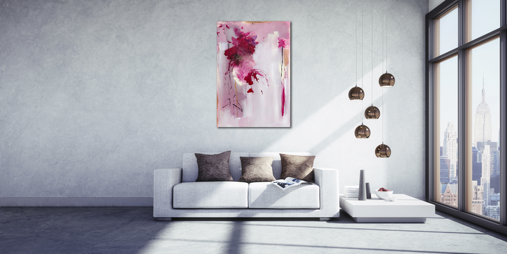 Handgemaltes Acrylbild auf Leinwand > Pastell Flower