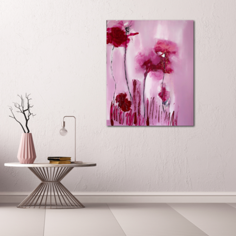 Handgemaltes Acrylbild auf Leinwand > Growing Flowers
