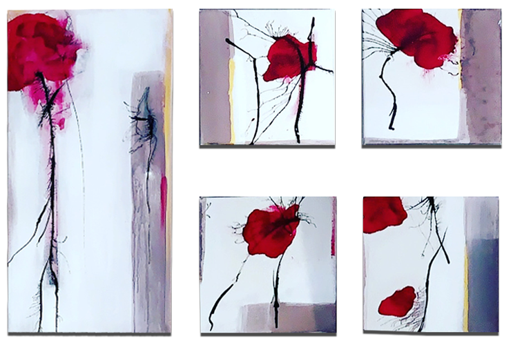 Handgemaltes Acrylbild auf Leinwand > White Series > 5er Serie