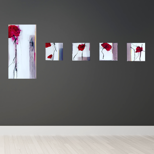 Handgemaltes Acrylbild auf Leinwand > White Series > 5er Serie