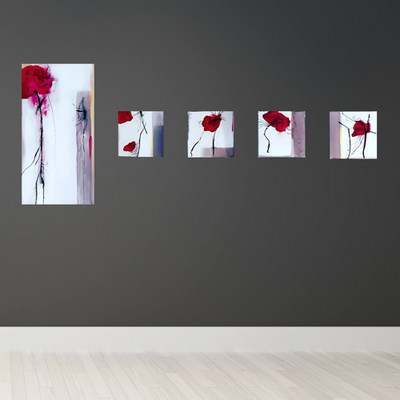 Handgemaltes Acrylbild auf Leinwand > White Series > 5er Serie