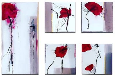 Handgemaltes Acrylbild auf Leinwand > White Series > 5er Serie