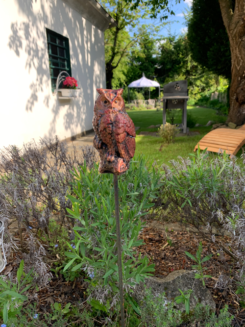 Gartenstecker > Eule < Kupfer